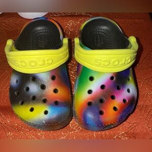 Crocs Rainbow Clogs with Yellow Strap